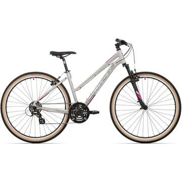 Rock Machine Crossride 100 NŐI cross TREKKING kerékpár [19" (L), fényes világosszürke/szürke/pink]