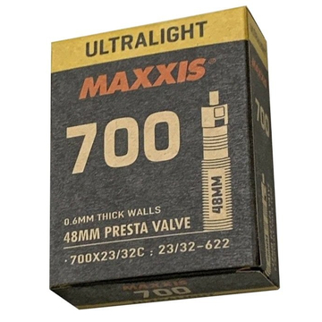 Belső Maxxis 700X23/32C ULTRALIGHT Preszta szelepes zacskós 48 mm 75g