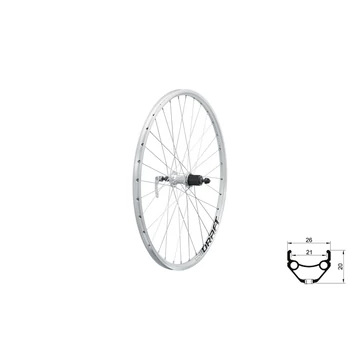 Fűzött hátsó kerék KLS DRAFT V-brake R, 26", silver