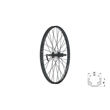 Fűzött hátsó kerék KLS WASPER CASSETTE V-brake R, 24", black