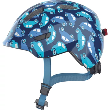ABUS kerékpáros gyerek sisak Smiley 3.0 LED, In-Mold, blue car, S (45-50 cm)
