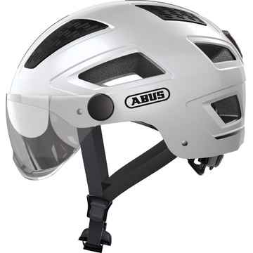 ABUS kerékpáros városi sisak Hyban 2.0 ACE, ABS, beépített átlátszó szemüveggel, polar white, M (52-58 cm)