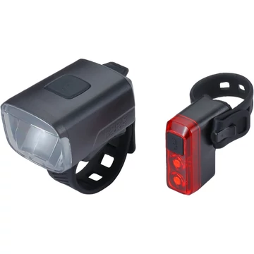 BBB Cycling kerékpáros lámpa szett BLS-144 StudCombo, 130 és 8 lumen, 4 és 3 mód, micro USB tölthető 1000 és 300 mAh akku (első és hátsó), gumis felfogatással
