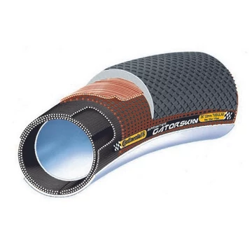 Continental tömlős kerékpáros külső gumi 28x22mm Sprinter GatorSkin fekete/fekete, DuraSkin