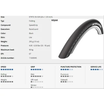 KÜLSŐ 26x1,35(559-35) KOJAK PERF HS385 HAJT RG ADX 295g{10/7}