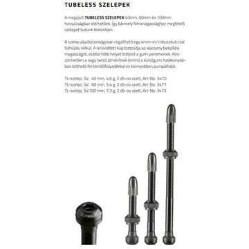 SZELEP SCHWALBE SZETT TUBELESS UTLV 2DB 60MM HOSSZ BÁRMILYEN KERÉKHEZ {5/7}