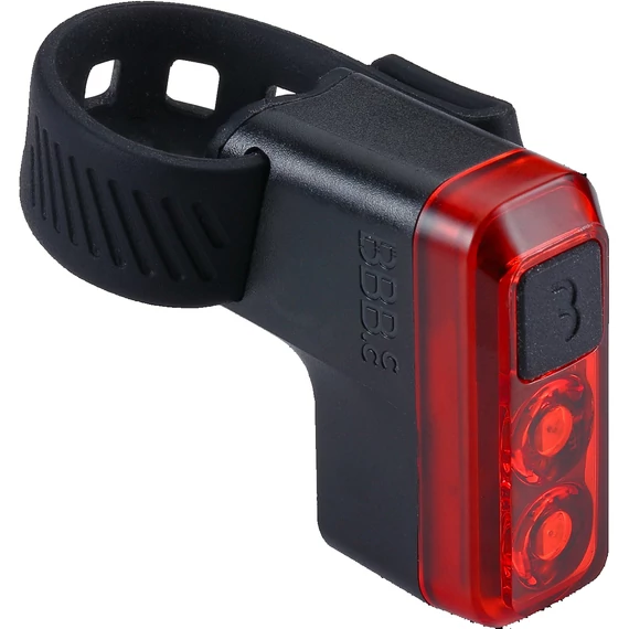 BBB Cycling kerékpáros hátsó lámpa BLS-145 Salute, 8 lumen, 4mód, micro USB tölthető 300 mAh akku, gumis felfogatással