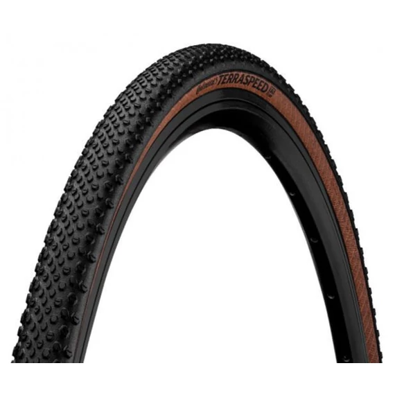 Continental gravel-cyclocross kerékpáros külső gumi 45-622 Terra Speed ProTection 28x1,7, hookless felni kompatibilis, tubeless ready, fekete/transparent hajtogathatós Skin