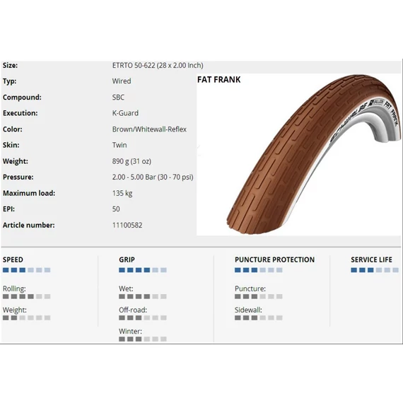 SCHWALBE KÜLSŐ 622-50(28x2,00) FAT FRANK ACT HS375 KG SBC REF BARNA/FEH. OLD TW 890{25/7}